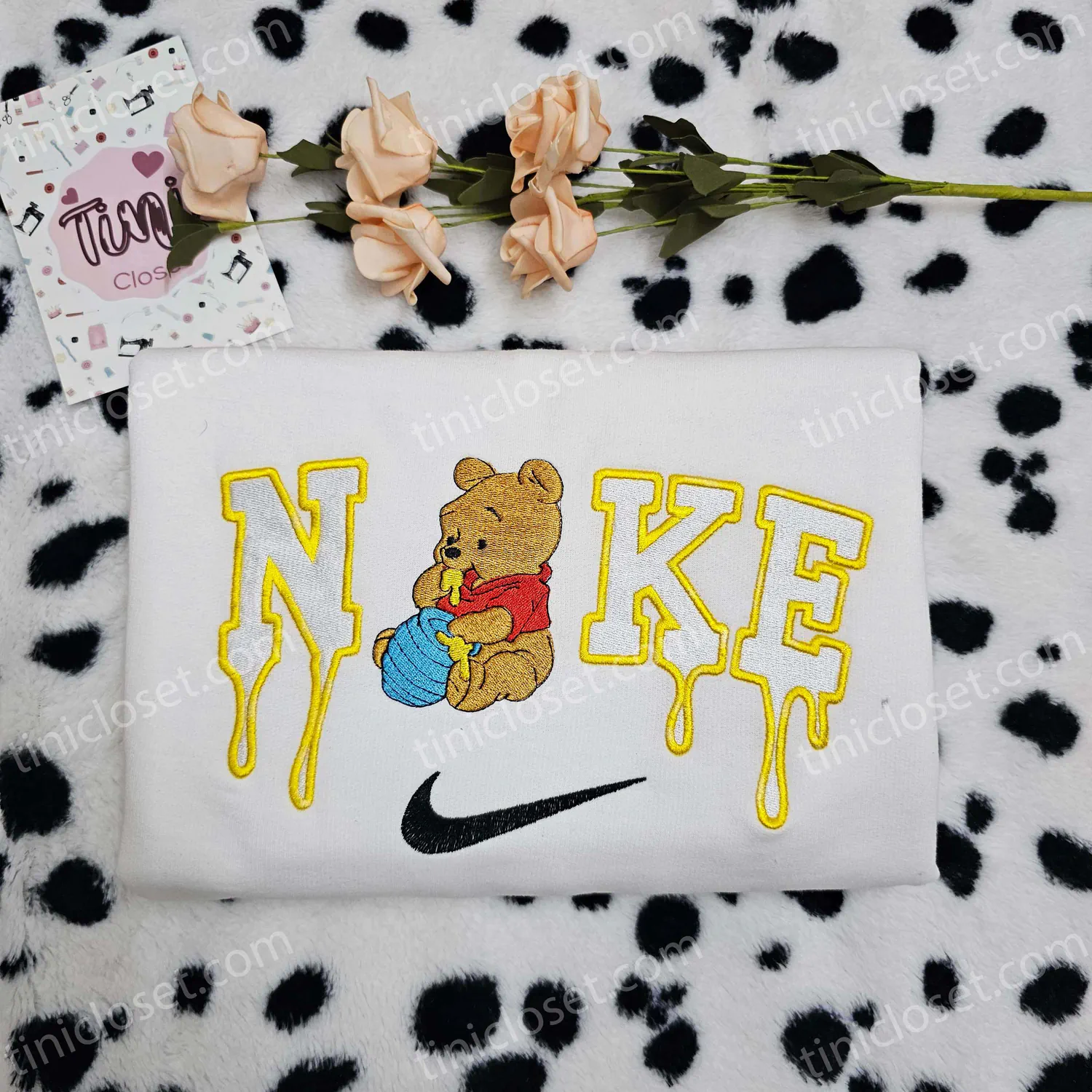 Winnie The Pooh Eating Honey Embroidered Sweatshirt, Pooh Bear Hunny Pot Hoodie, Disney Character Shirt