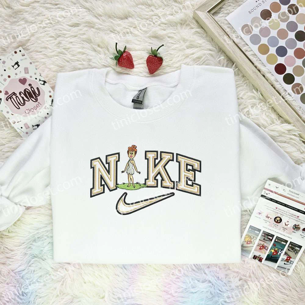 Wilma Flintstone x Nike Embroidered Shirt, The Flintstones Cartoon Embroidered Hoodie