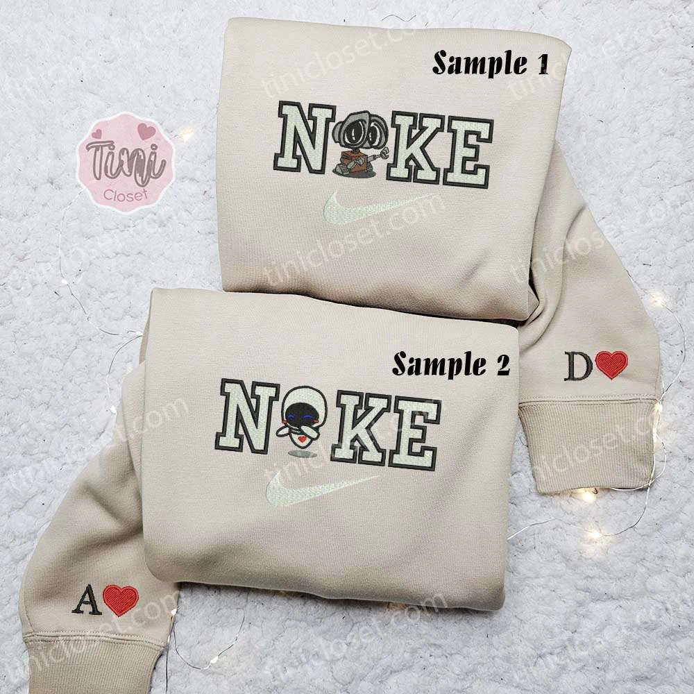 Wall-E And Eve Robots Disney Characters Embroidered Couples Shirts