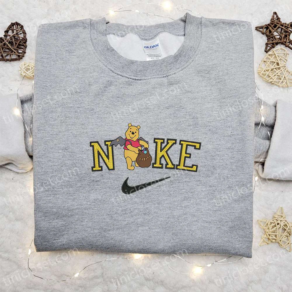Winnie the Pooh Halloween x Nike Embroidered Sweatshirt, Walt Disney Characters Embroidered Shirt, Best Halloween Gift Ideas