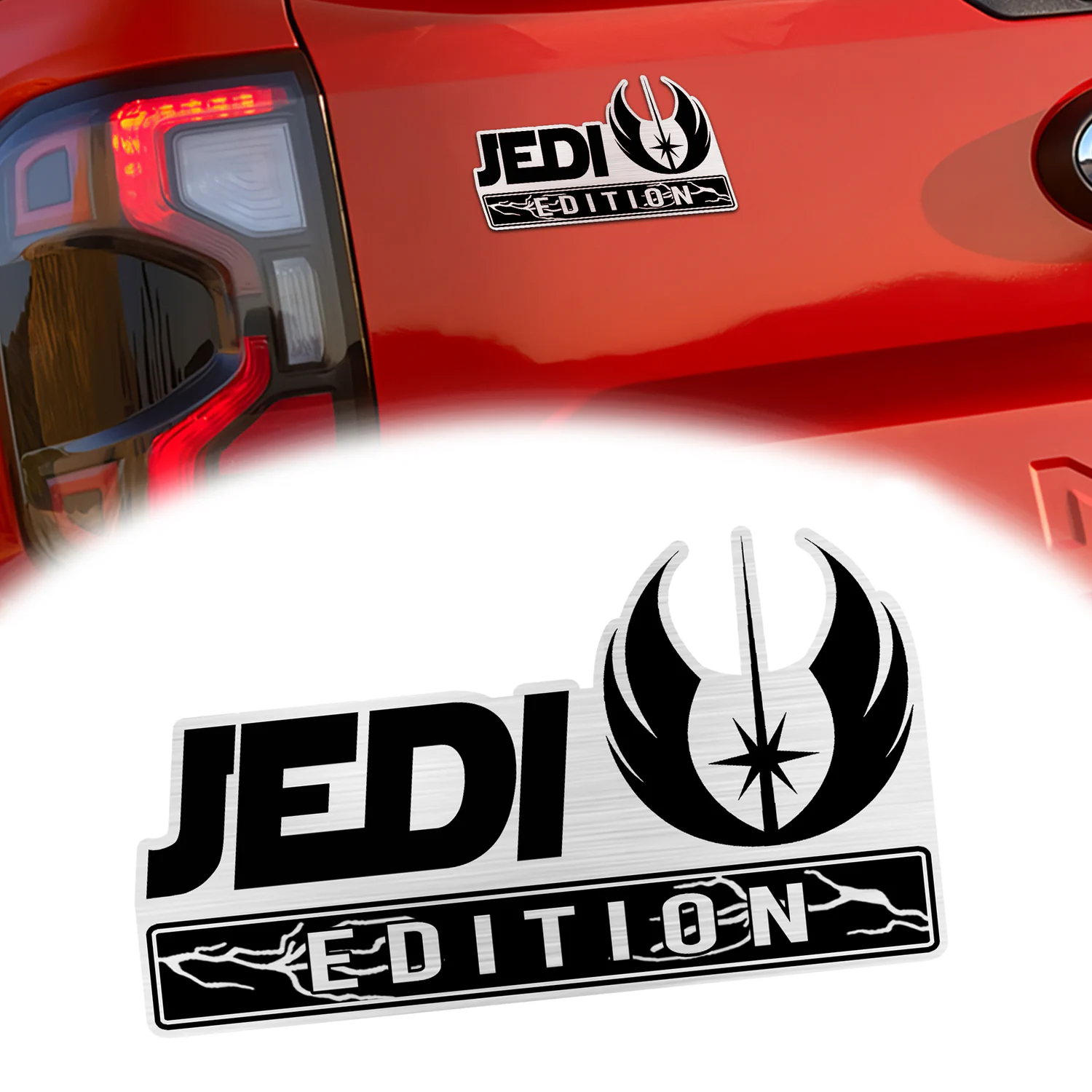 Jedi Edition Car Emblem Version 2, 3D Metal Auto Badge Decal for Car Truck SUV