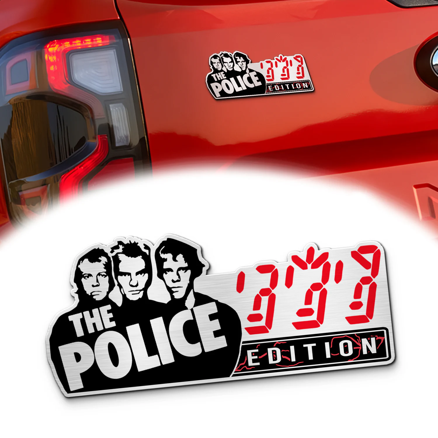 The Police Edition Car Emblem, Brushed Metal Badge for Car Rear, Silver