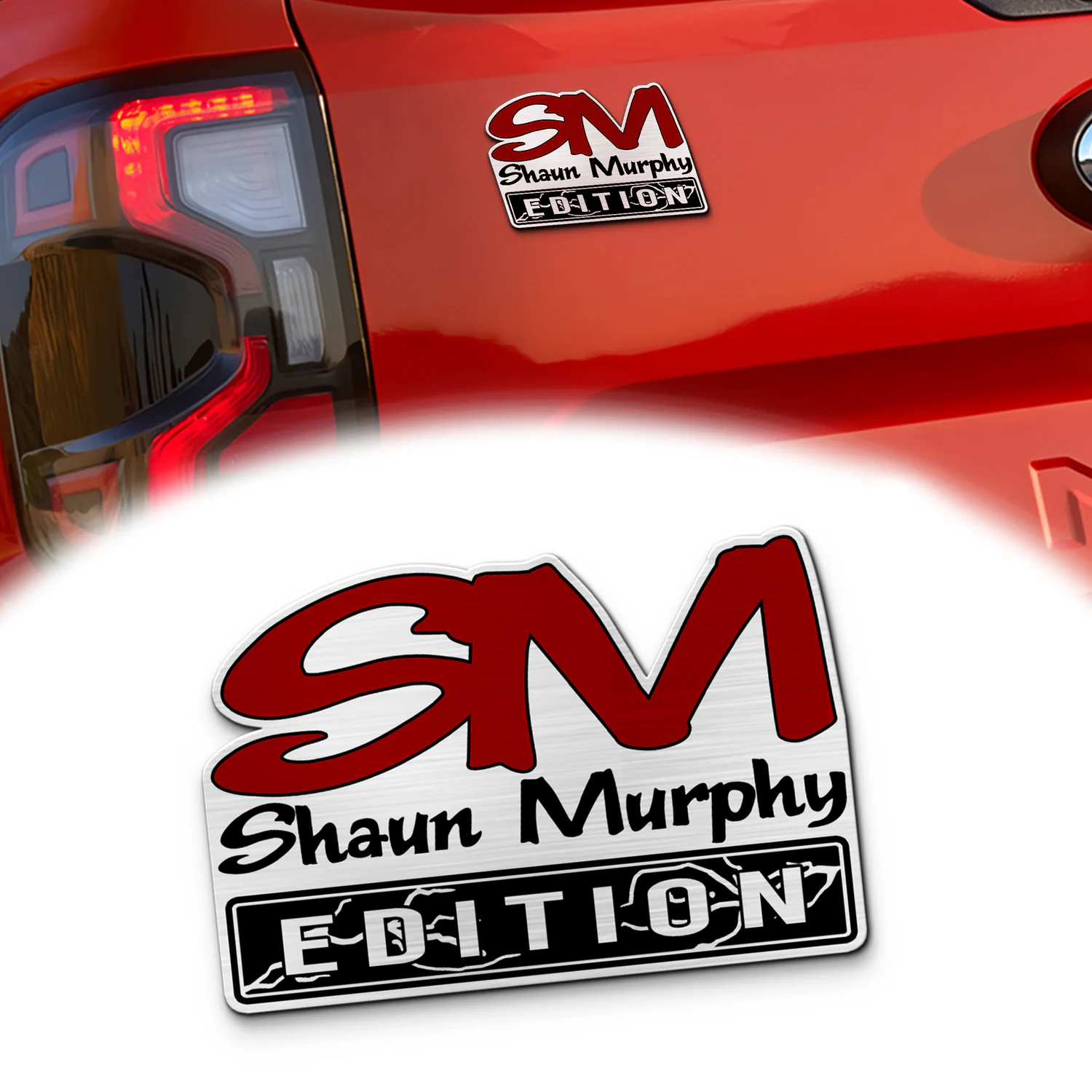 Shaun Murphy Edition Car Emblem, Brushed Metal Badge for Car Rear, Silver