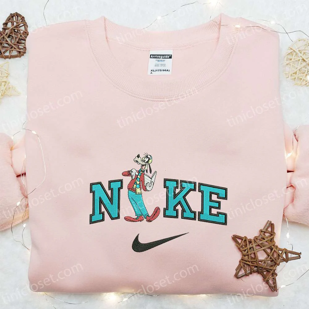 Winter Goofy Reading Book x Nike Embroidered Shirt, Disney Characters Embroidered Hoodie, Best Gift Idea