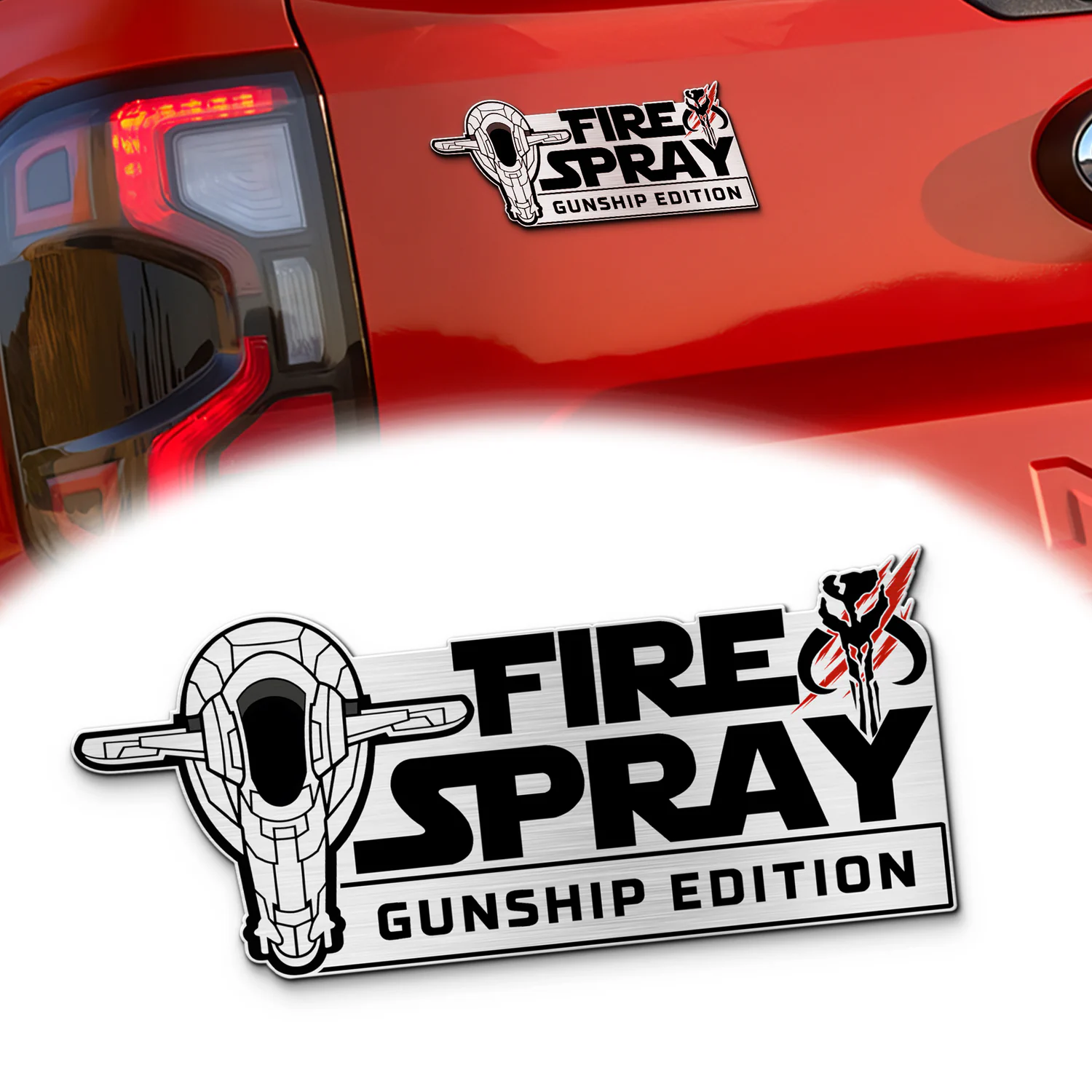 FireSpray Edition Car Emblem, 3D Metal Auto Badge Decal for Car Truck SUV