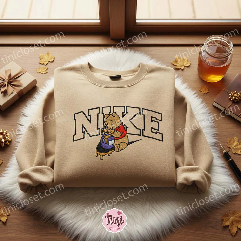 Winnie the Pooh Embroidered Sweatshirt, Disney Cartoon Embroidered Shirt, Best Gift Ideas