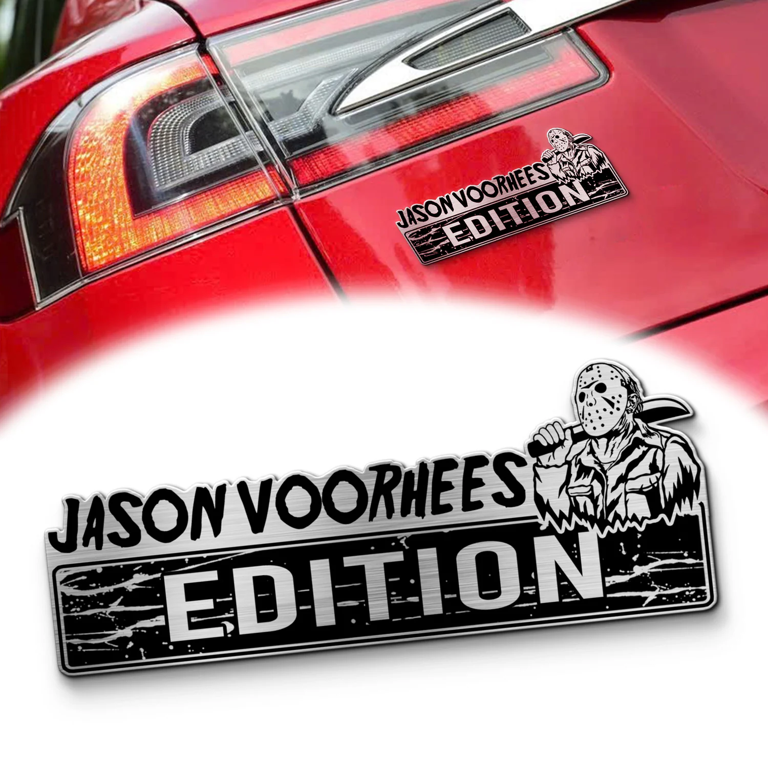 Jason Voorhees Laser Engraved Car Name Emblem, Custom Personalized Horror Movie Car Badge, Fits Most Vehicles