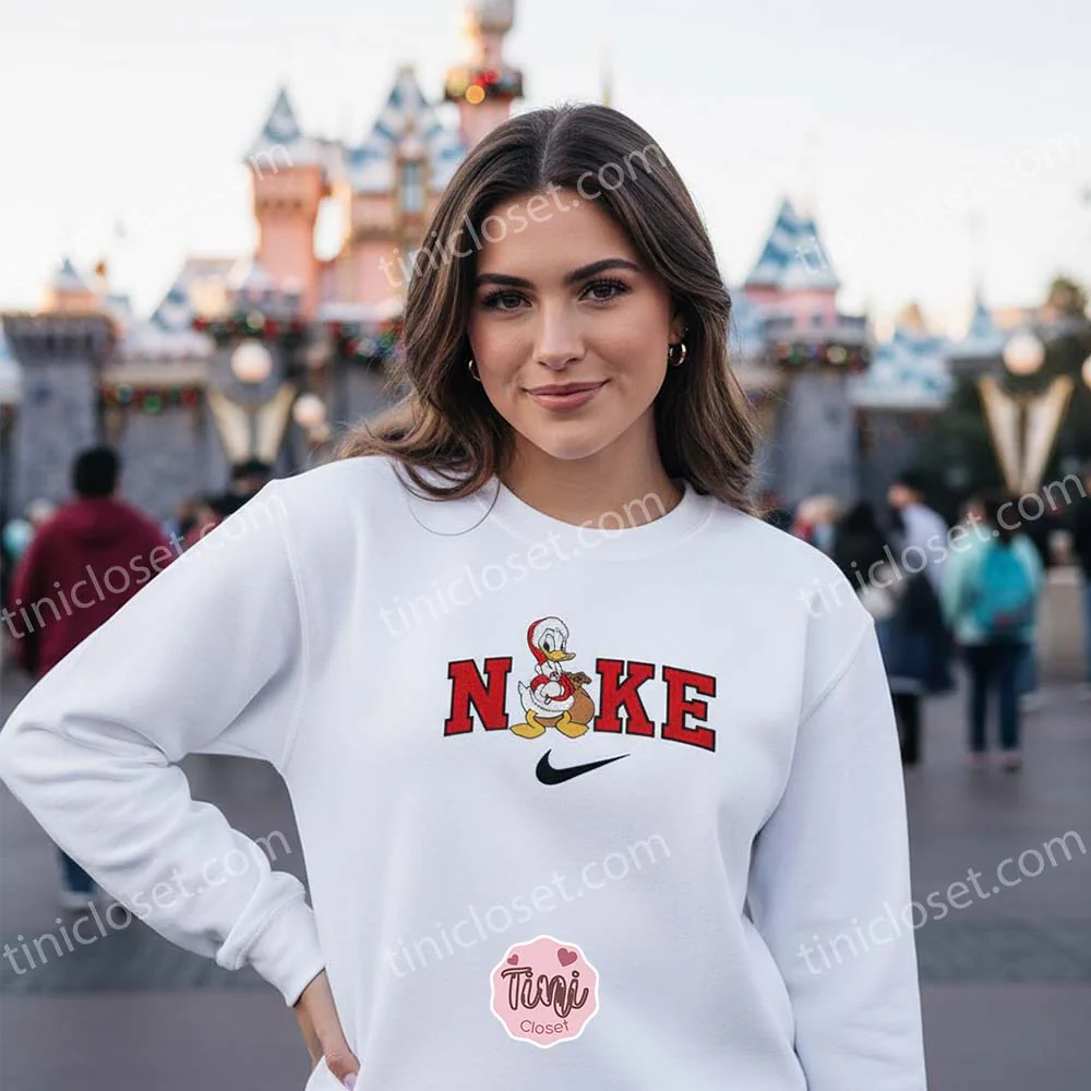 Vintage Santa Donald Embroidered Sweatshirt, Cartoon Christmas Hoodie, Bestie Matching Shirts