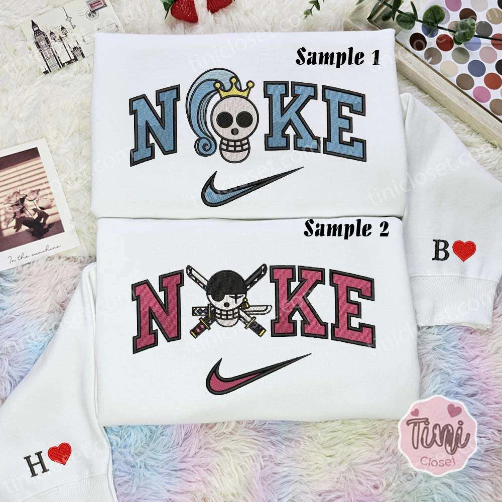 Vivi And Zoro Pirate Logo One Piece Anime Embroidered Couples Shirts