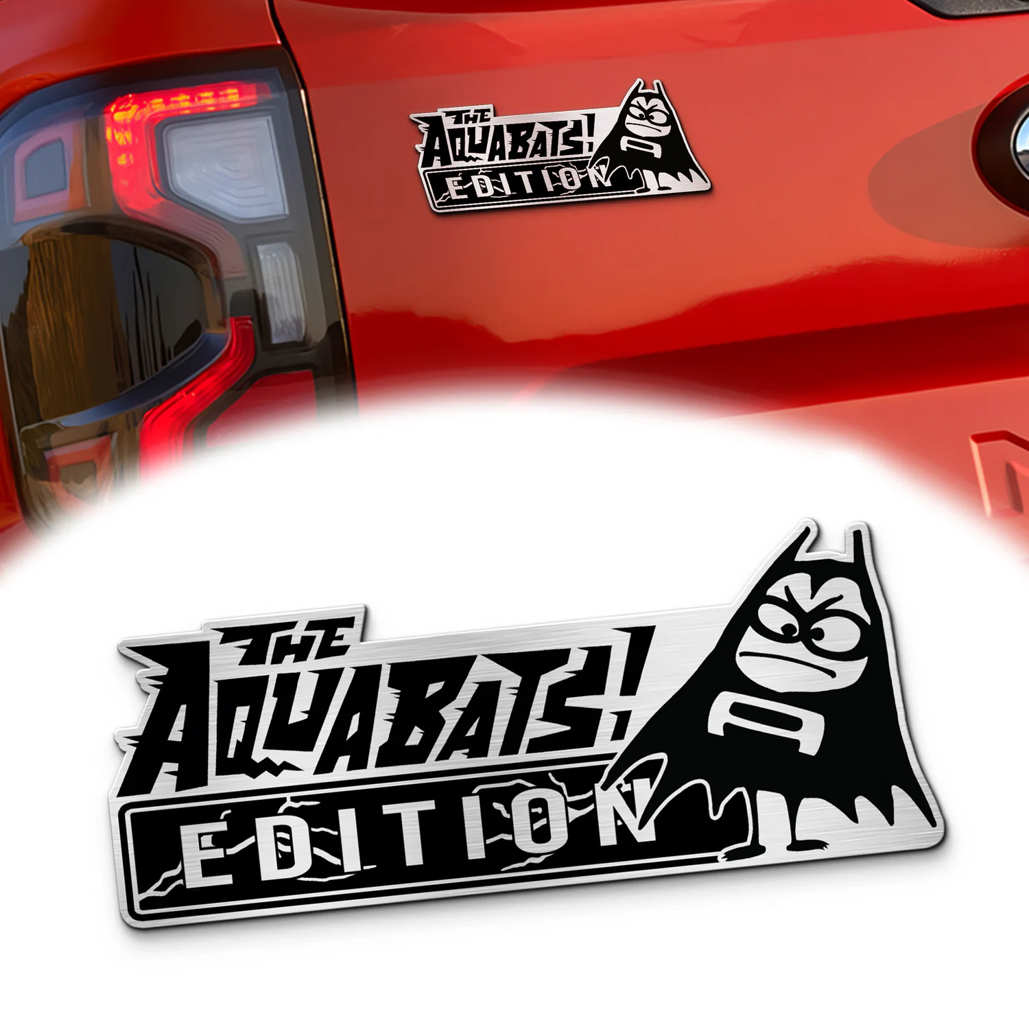 The Aquabats Edition Car Emblem, Brushed Metal Badge for Car Rear, Silver