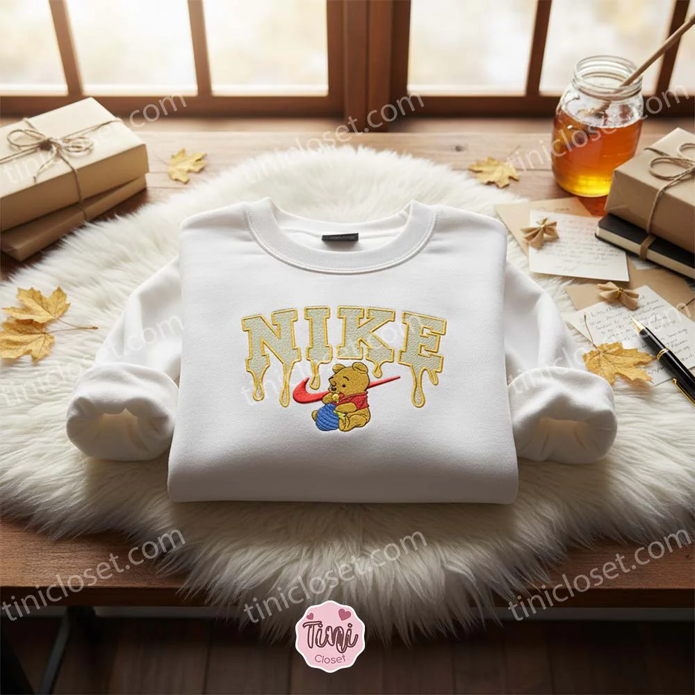 Winnie the Pooh Nike Melt Embroidered Sweatshirt, Bestie Matching Shirts, Galentine Gift