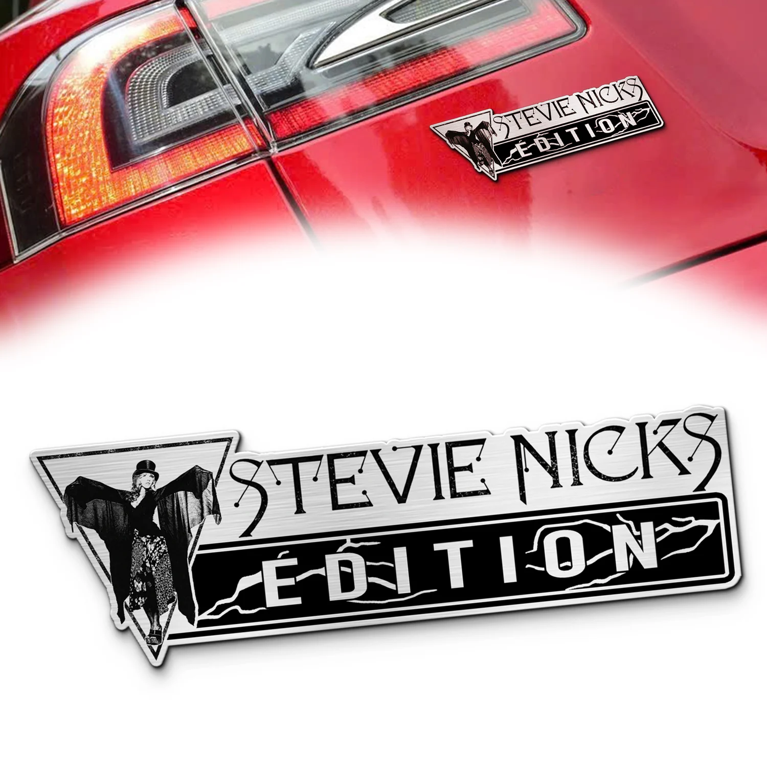 Stevie Nicks Edition Car Emblem, Brushed Metal Badge for Car Rear, Silver