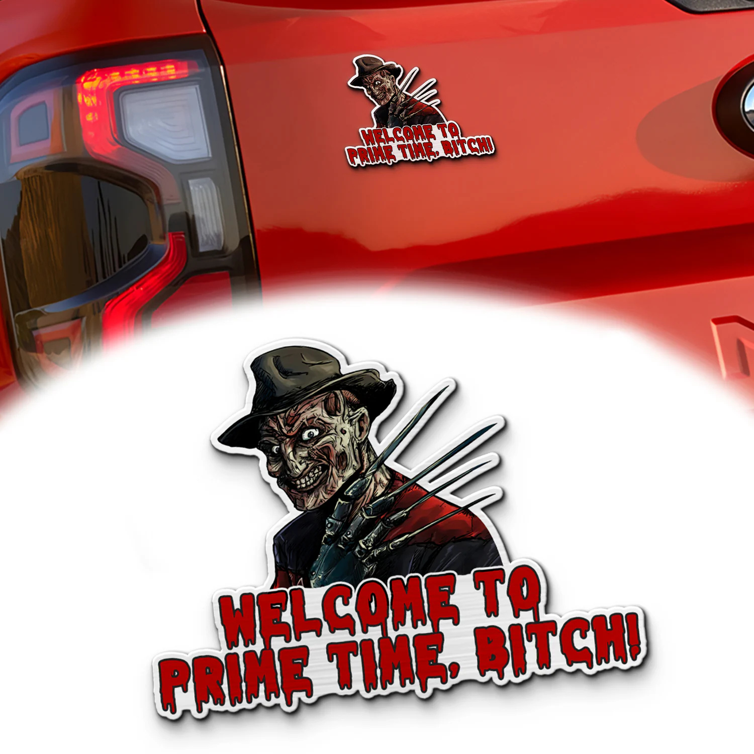 Freddy Krueger Signature Quote Laser Engraved Car Emblem, Custom Personalized Horror Movie Car Badge, Fits Most Vehicles