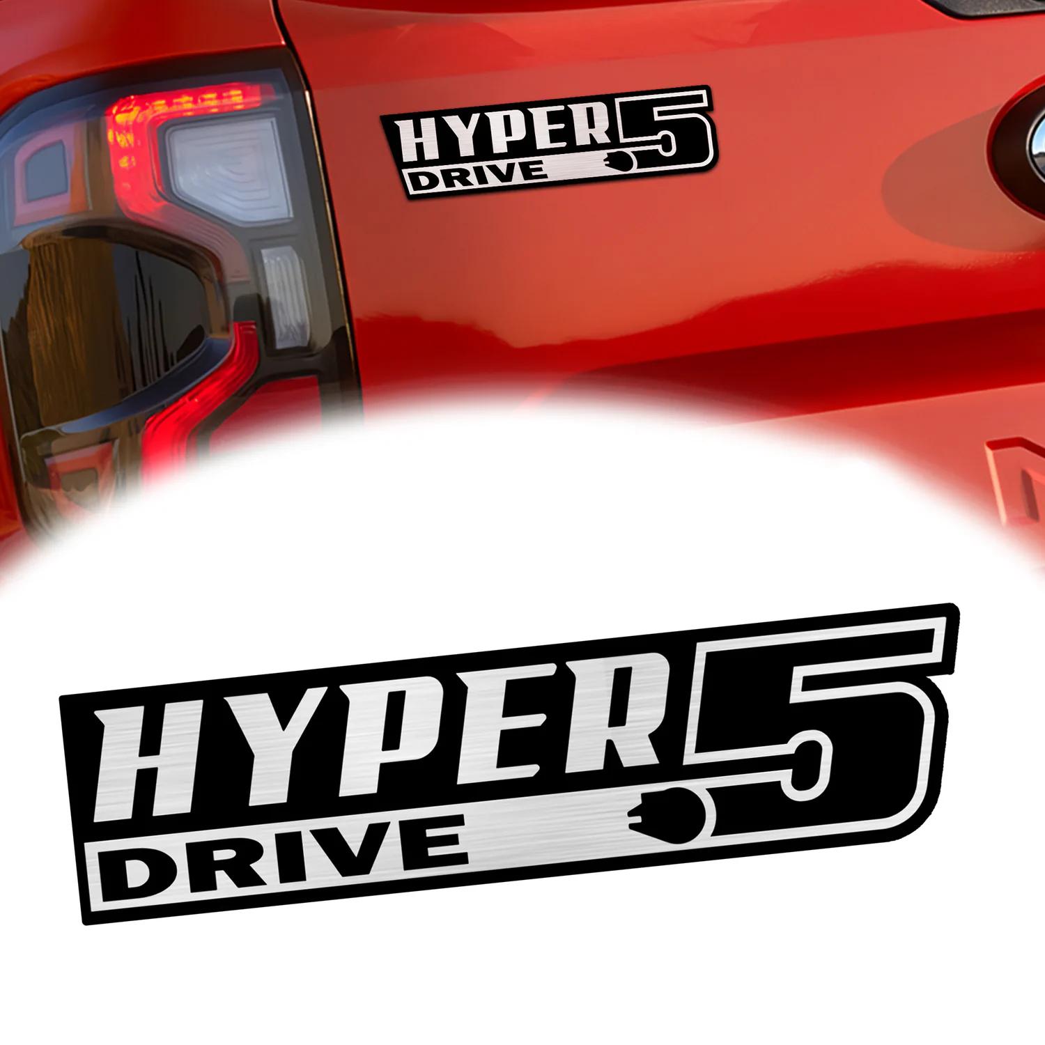 Hyper Drive 5 Car Emblem, 3D Metal Auto Badge Decal for Car Truck SUV