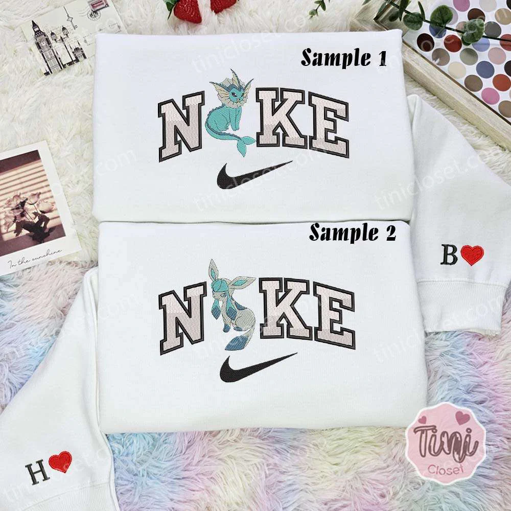 Vaporeon And Glaceon Pokemon Anime Embroidered Couples Shirts