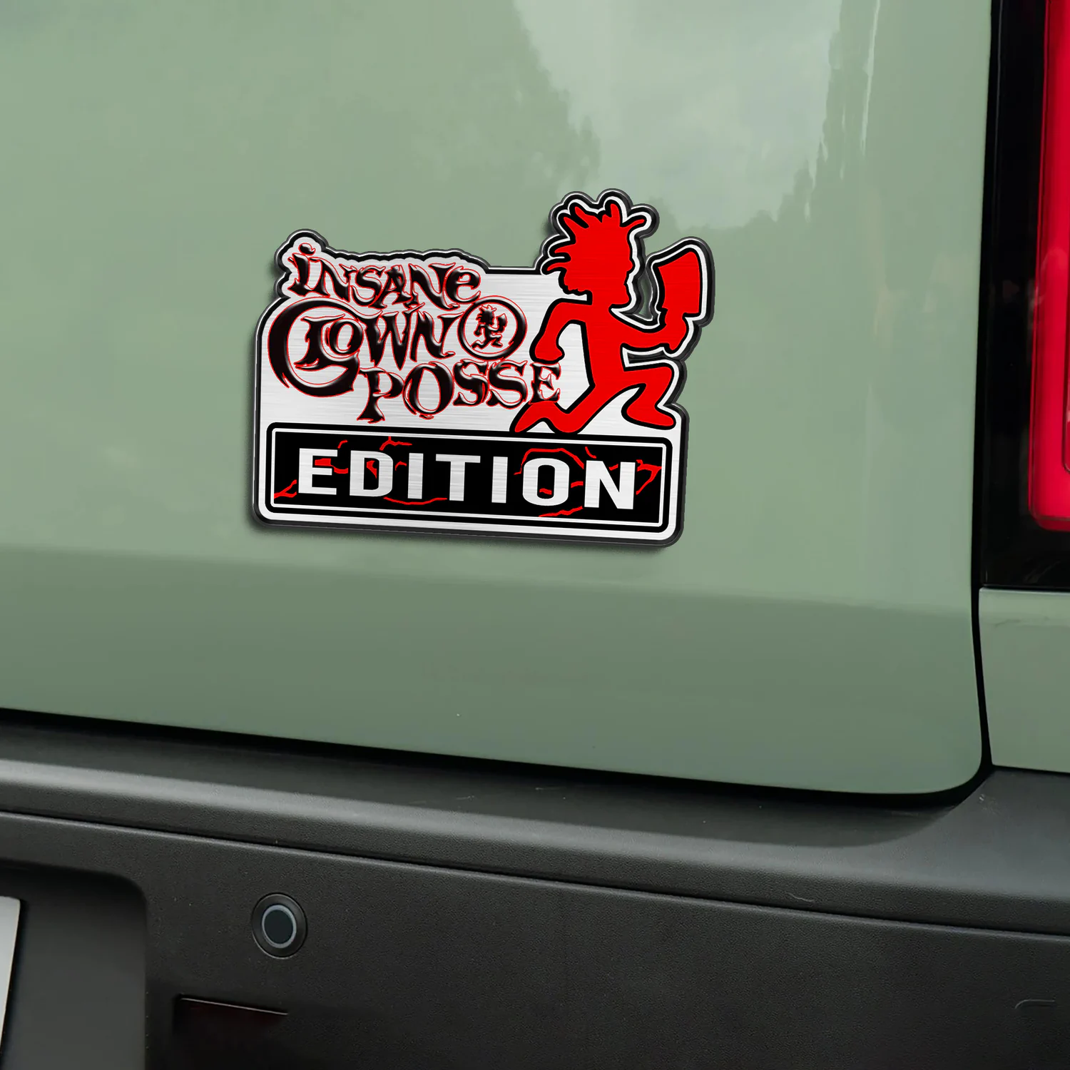 Insane Clown Posse Edition Car Emblem, Brushed Metal Badge for Car Rear, Silver