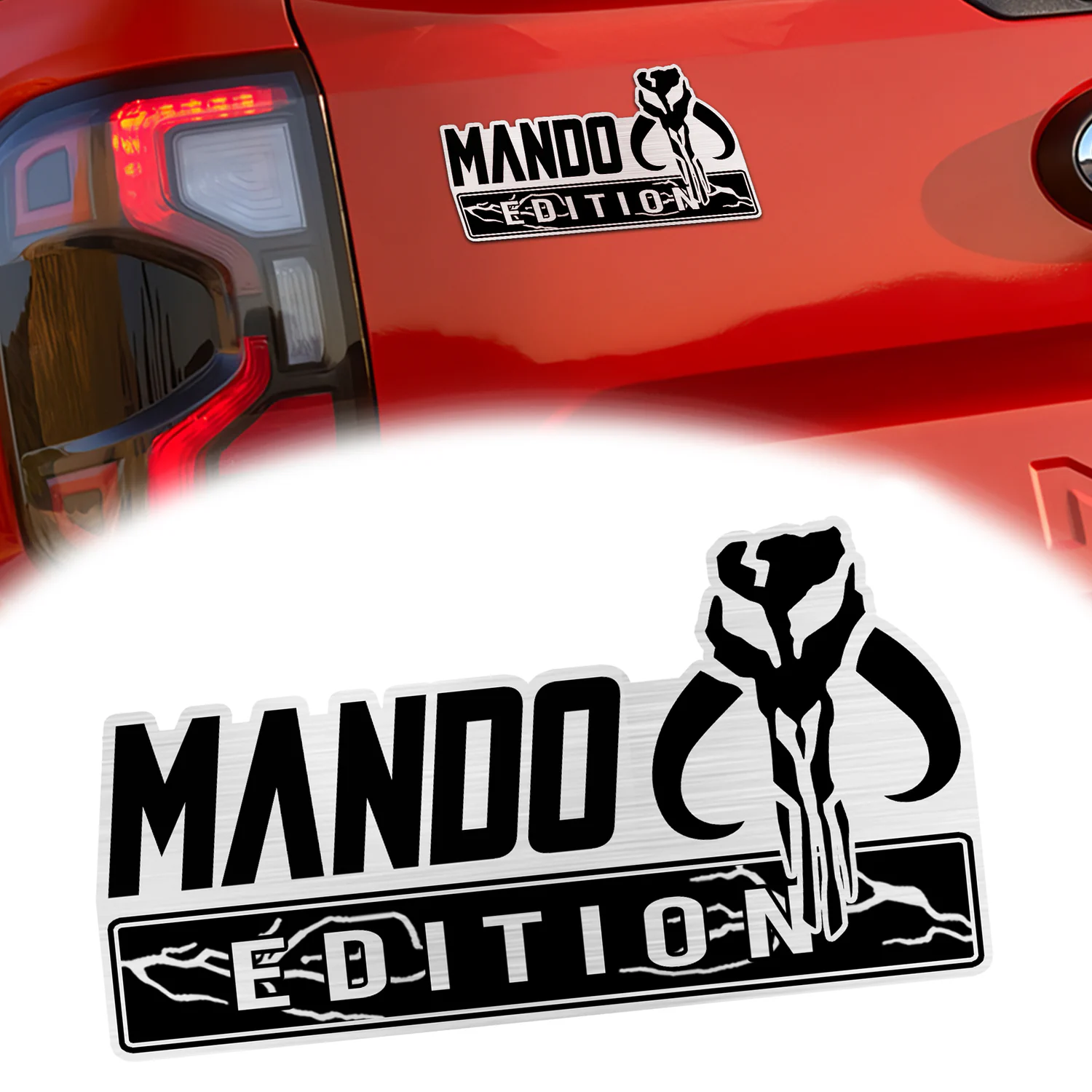 Mando Edition Car Emblem Version 2, 3D Metal Auto Badge Decal for Car Truck SUV