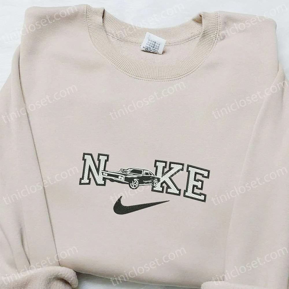 Vintage Black Car x Nike Embroidered Shirt, Transportations Embroidered Shirt, Nike Inspired Embroidered Hoodie