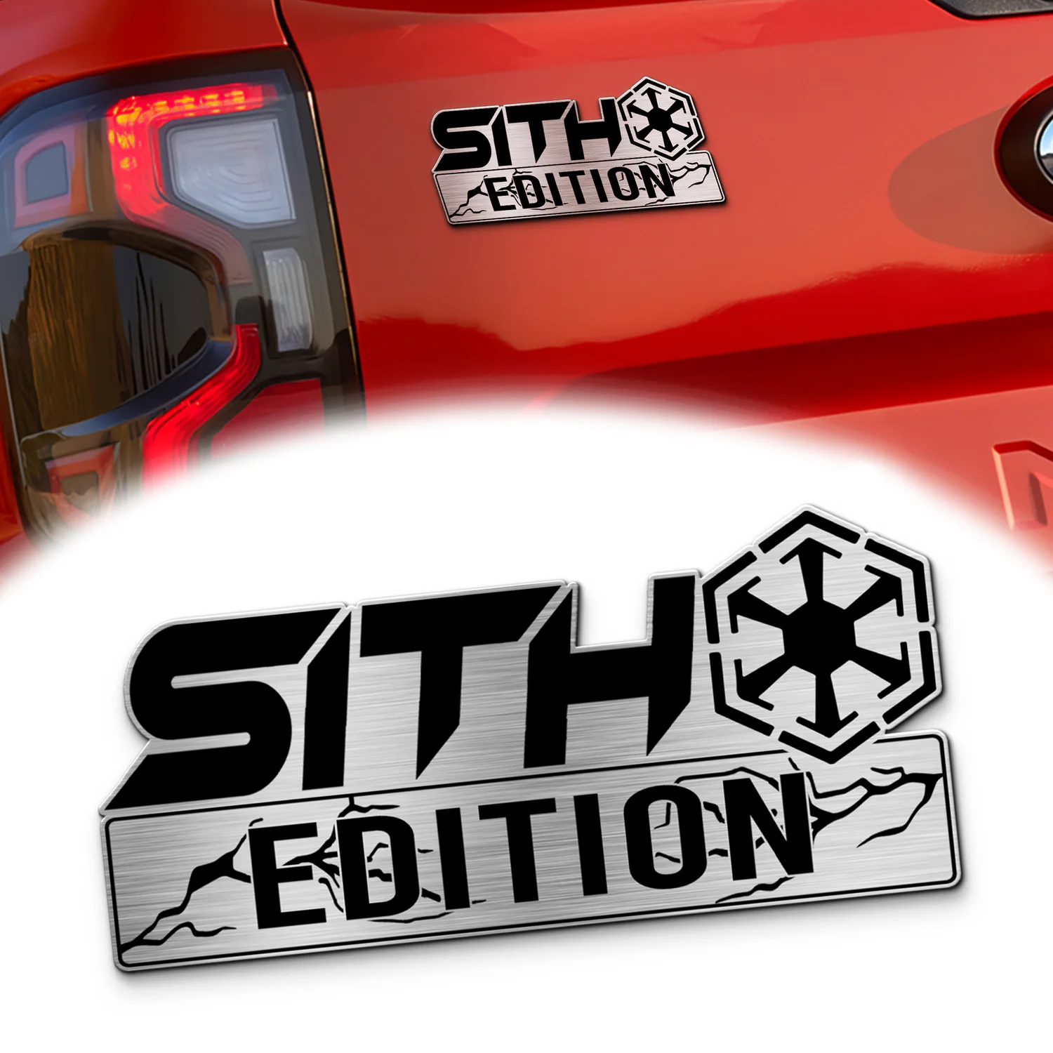 Sith Edition Car Emblem, 3D Metal Auto Badge Decal for Car Truck SUV, Silver Black