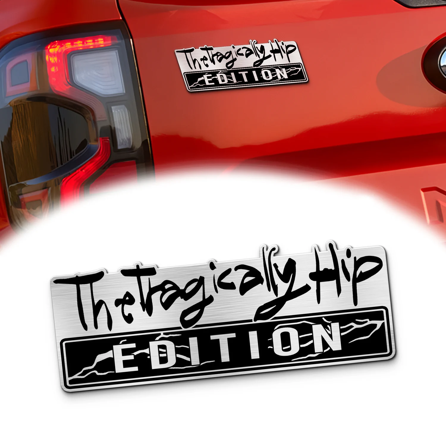 The Tragically Hip Edition Car Emblem, Brushed Metal Badge for Car Rear, Silver