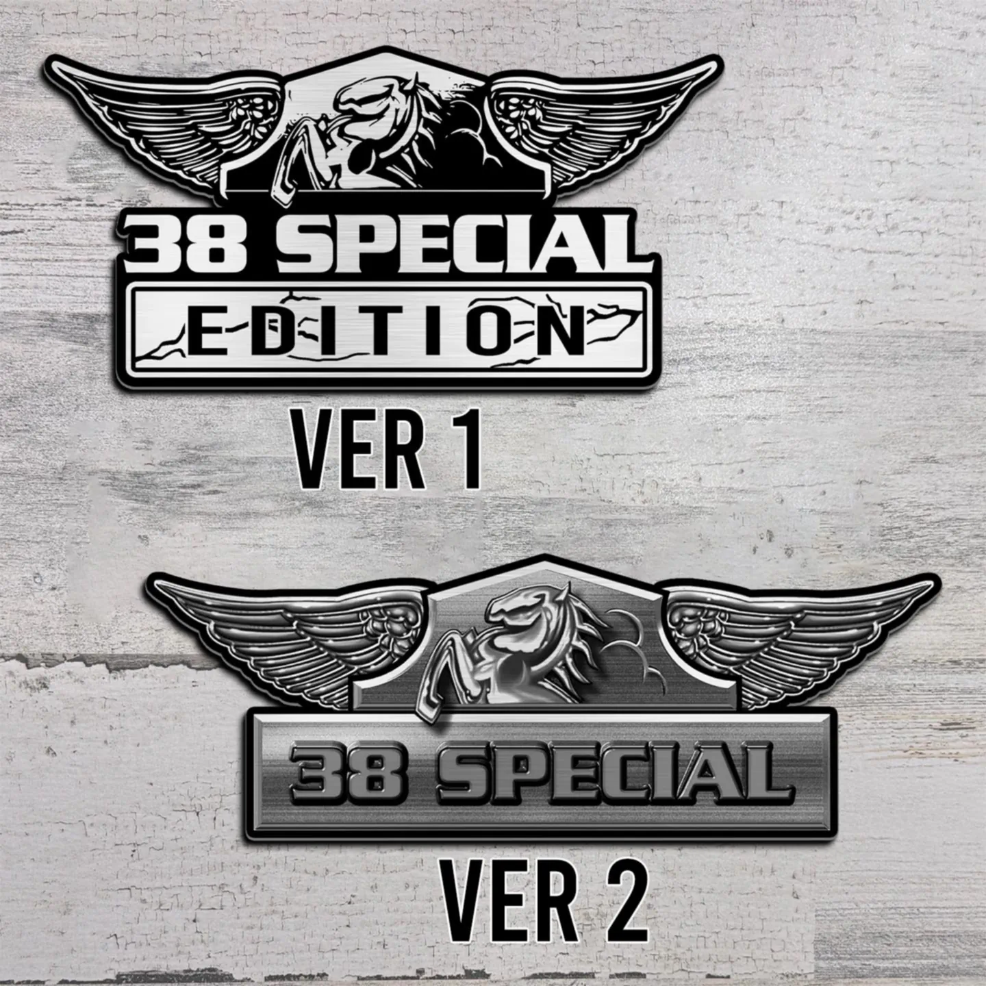 38 Special Edition Car Emblem, Brushed Metal Badge for Car Rear, Silver