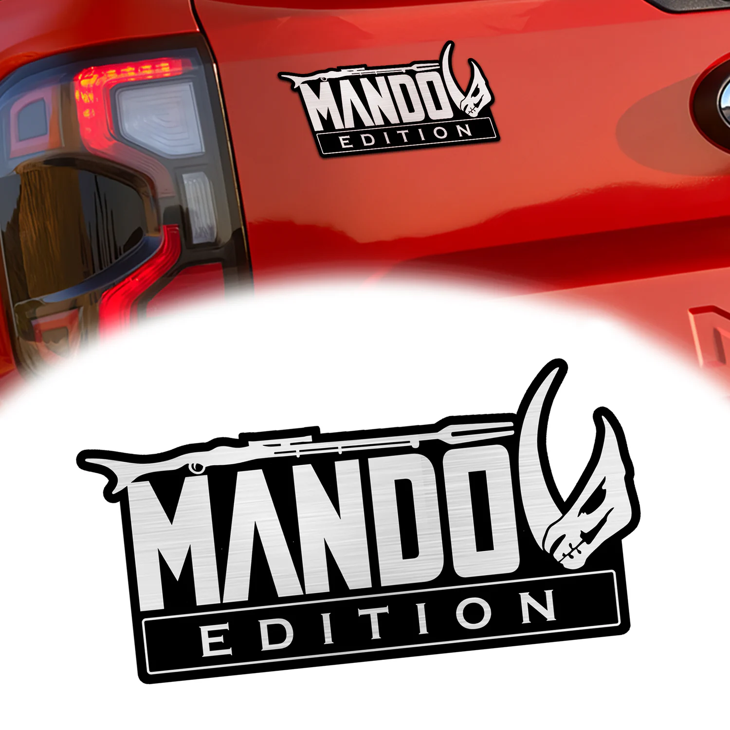 Mando Edition Car Emblem Version 1, 3D Metal Auto Badge Decal for Car Truck SUV