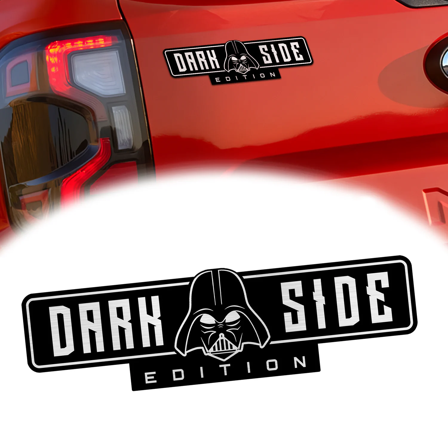 Dark Side Edition Car Emblem, 3D Metal Auto Badge Decal for Car Truck SUV, Silver Black