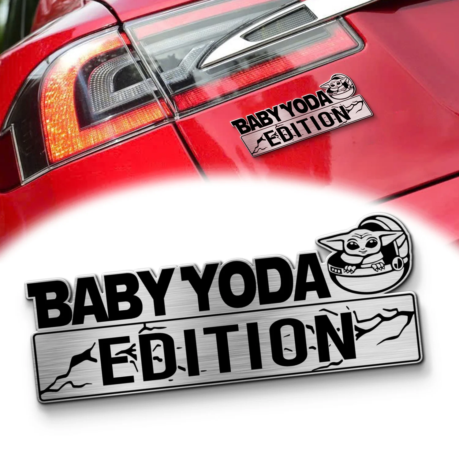 Baby Yoda Edition Laser-Engraved Car Badge, 3D Metal Auto Emblem Decal for Car Truck SUV