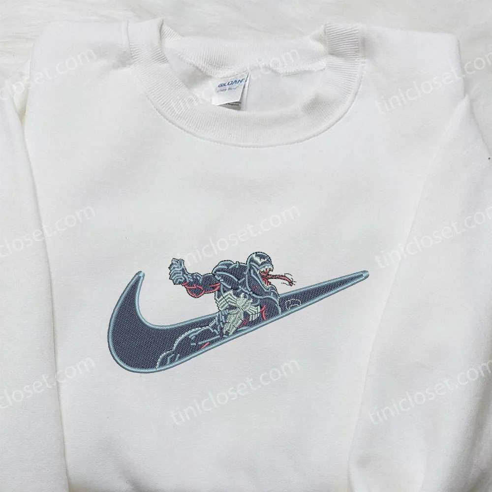 Venom x Nike Embroidered Hoodie, Movie Characters Embroidered Shirt, Nike Inspired Embroidered Shirt